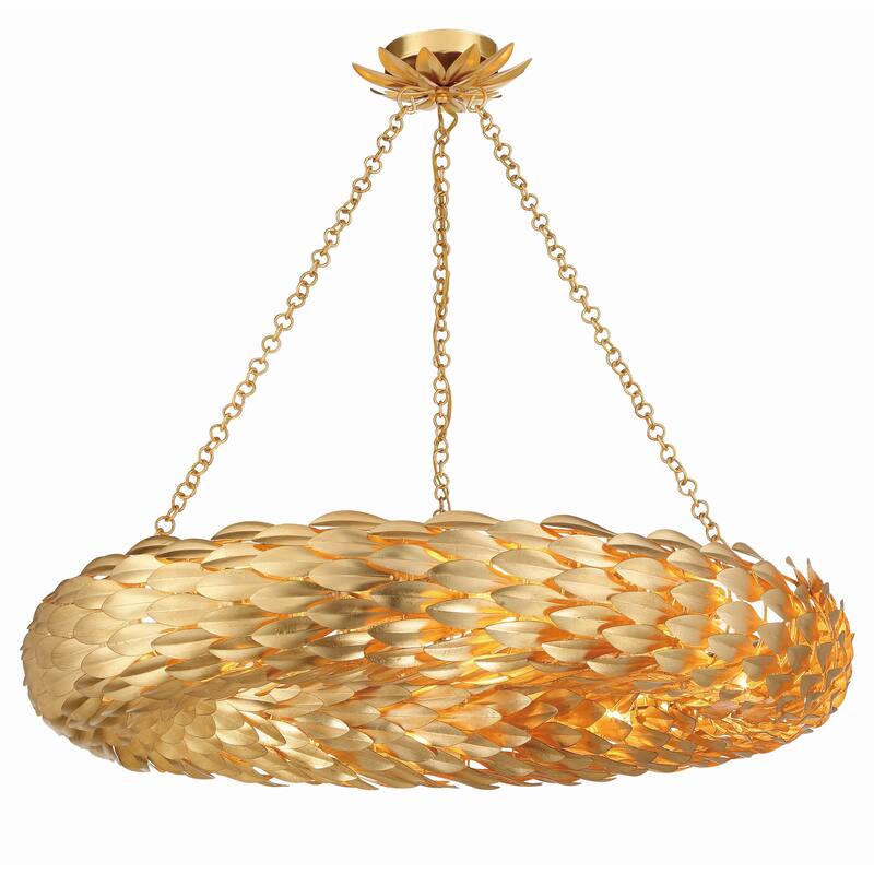 Broche 8 Light Antique Gold Pendant - 33.5"W x 5.75"H