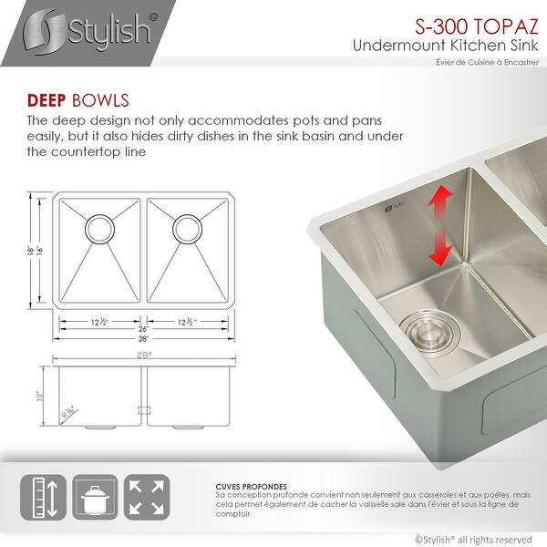 Shop 28 L X 18 W Stainless Steel Double Basin Undermount Kitchen