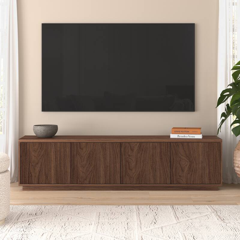 Hanson Rectangular Fluted TV Stand for TV's up to 85" - Brown