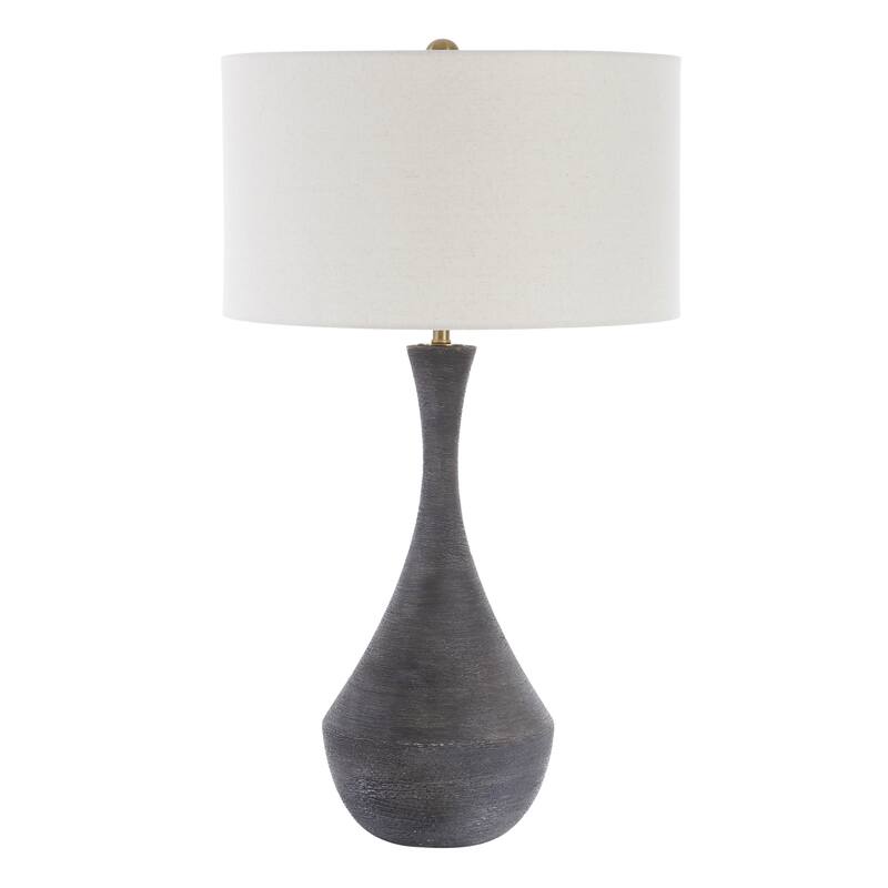Horizontal Texture Table Lamp with Drum Shade - 34 - Green