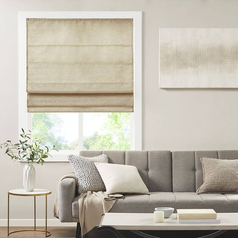 Printed Faux Silk Room Darkening Cordless Roman Window Shade
