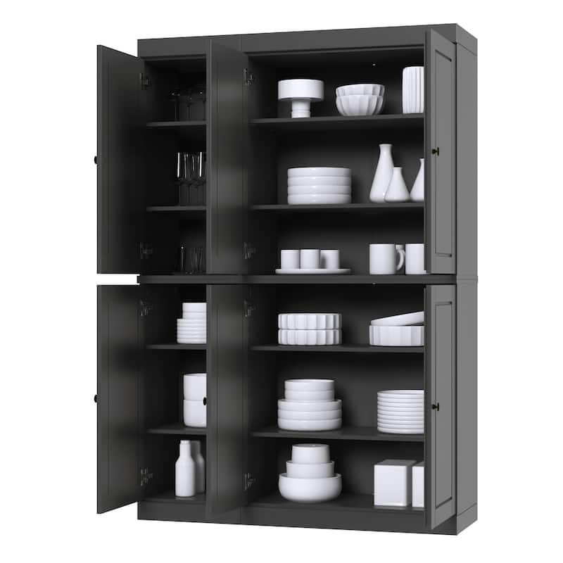 Palace Imports 100% Solid Wood Pantry Cabinet, Raised Panel Doors, Adjustable Shelves, 48.5" Wide, 71.5" Tall - 48.5" x 71.5"