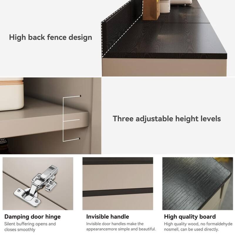 Modern 6-Drawer Storage Cabinet with Wavy Design and Black Wood-Grain Desktop