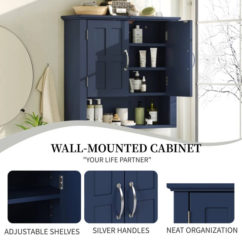 Bathroom Wall Storage Cabinet, Multi -functional Wall Mounted Cabinet with Adjustable Shelves, Medicine Cabinet