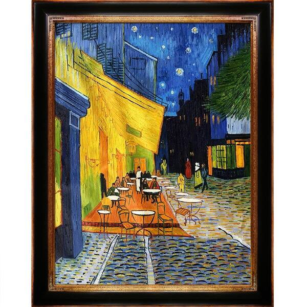 Cafe Terrace At Night By Vincent Van Gogh Framed Hand Painted Oil On Canvas On Sale Overstock Cafe Terrace At Night By Vincent Van Gogh Framed Hand Painted Oil On Canvas On Sale Overstock