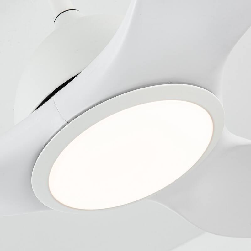 52" Modern White ABS 3-blade Propeller Ceiling Fan with Light and Remote