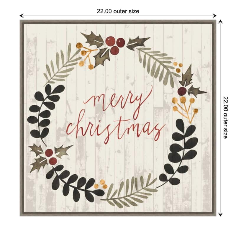 Rustic Christmas Wreath III by Grace Popp Framed Canvas Wall Art