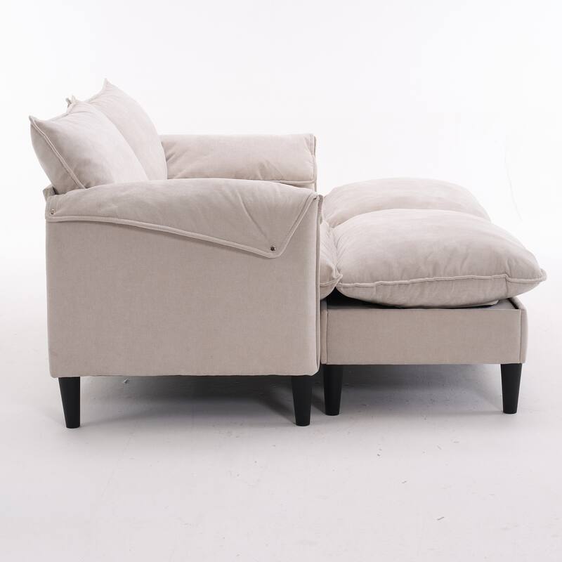 69.57" Metal Convertible U-Shaped Sofa with Storage Footstools, 3-Seater Combination Sofa