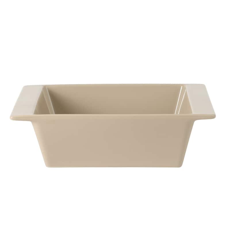 Gibson Elite 2 Quart or 2.75-Quart Stoneware Baking Dish with Acacia Wood Lid - Taupe Rectangular Oven Safe Baker