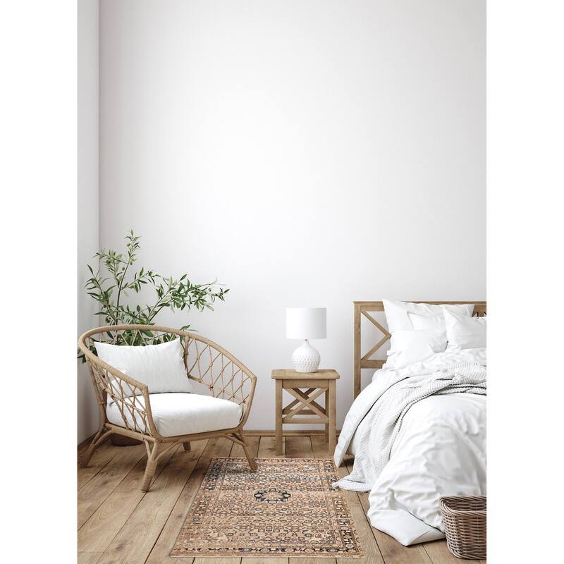 ECARPETGALLERY Hand-knotted Antalya Vintage Beige Wool Rug - 4'4 x 6'9