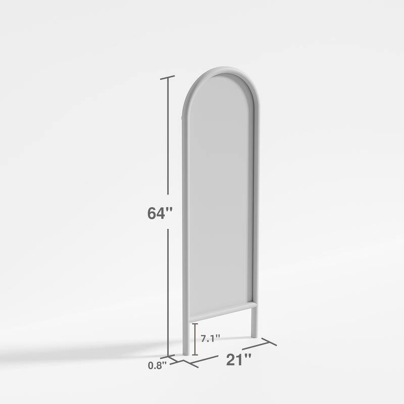 Ladder-Style Arched Solid Wood Framed Full Length Leaning Mirror