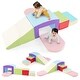 preview thumbnail 2 of 15, Multicolor PU Foam Climbing Blocks 6 Pieces, Safe, Versatile, Educational Playset for Kids, Tunnel - 16" x 12" x 10" (L x W x H) Beige