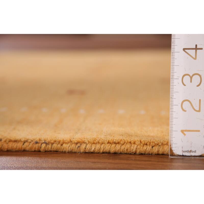 Hand Knotted Oriental 100% Wool Carpet Tribal Tribal Yellow & Gold Gabbeh Area Rug - 6' 4'' X 4' 7''