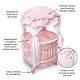 preview thumbnail 3 of 6, Badger Basket Royal Pavilion Round Doll Crib with Canopy and Bedding - Pink/White - 20" x 20" x 33"