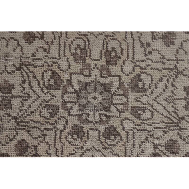 Distressed Tabriz Persian Vintage Area Rug Handmade Beige Wool Carpet - 6'7" x 9'6"