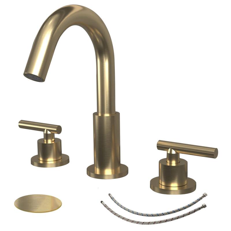 Widespread Double Handle Bathroom Faucet With Pop-up Drain - Brushed Gold
