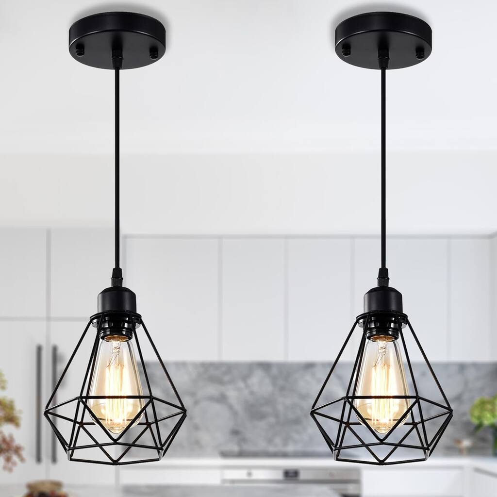 Farmhouse Black Pendant Light 1-Light Ceiling Light Fixture 2 pack