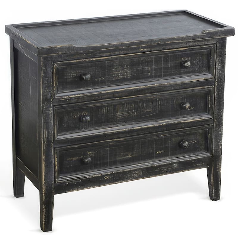 28 in. Rustic Black Rectangle Wood End Table with Storage Drawer for Convenience