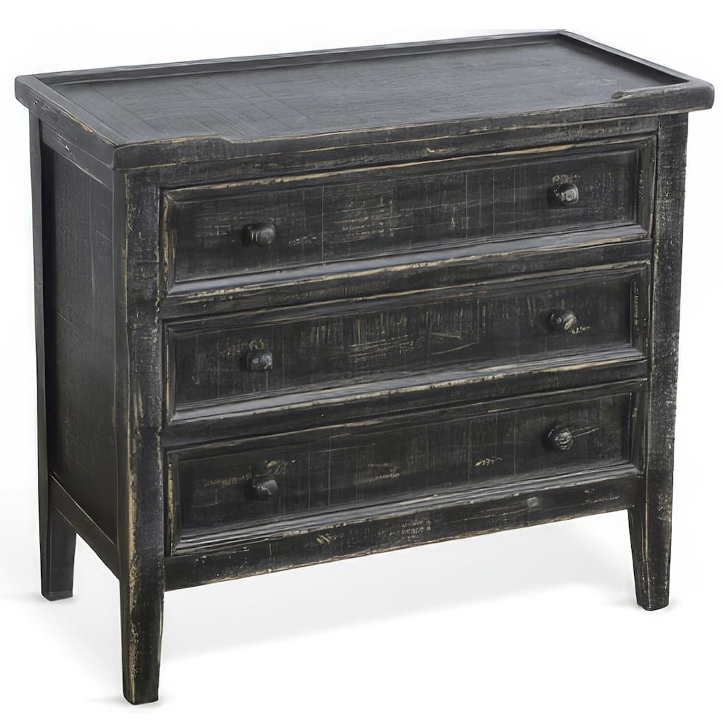 28 in. Rustic Black Rectangle Wood End Table with Storage Drawer for Convenience