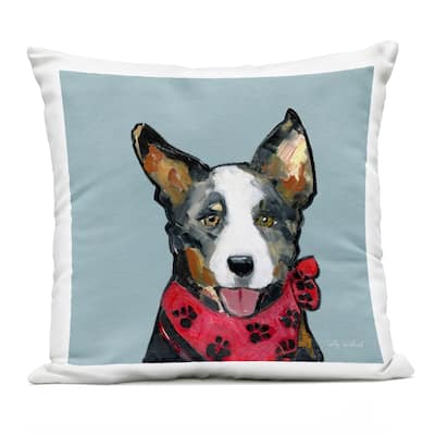 Stupell Dog with Paw Bandana Printed Outdoor Throw Pillow Design by Sally Swatland