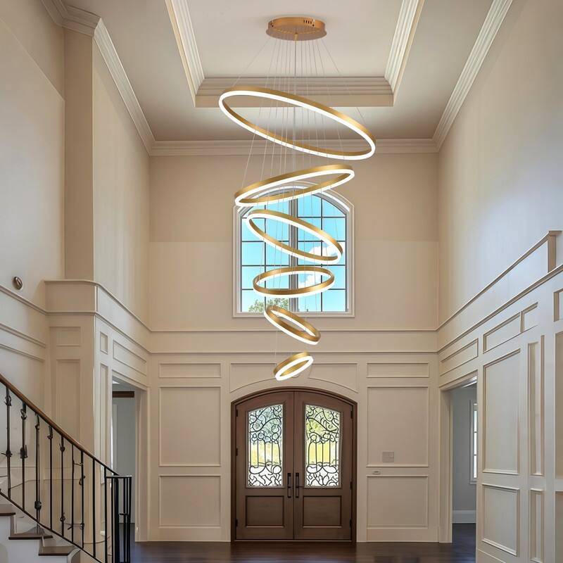 Modern LED Ring chandelier Large High Ceiling Chandelier