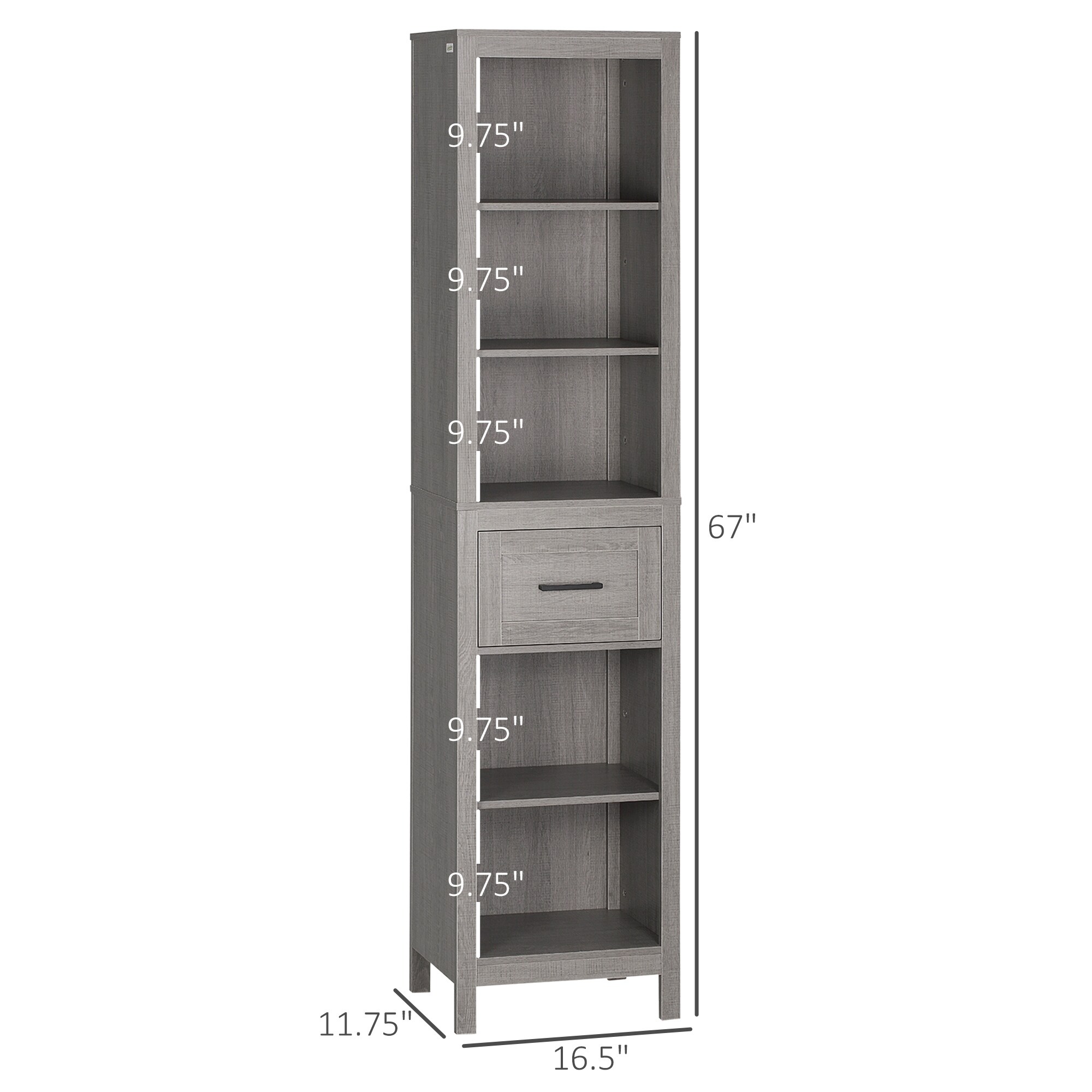 kleankin Narrow Bathroom Storage Cabinet with Drawer and 5 Tier Shelf Tall Cupboard Freestanding Linen Tower Corner Organizer On Sale Bed Bath Beyond 37154303