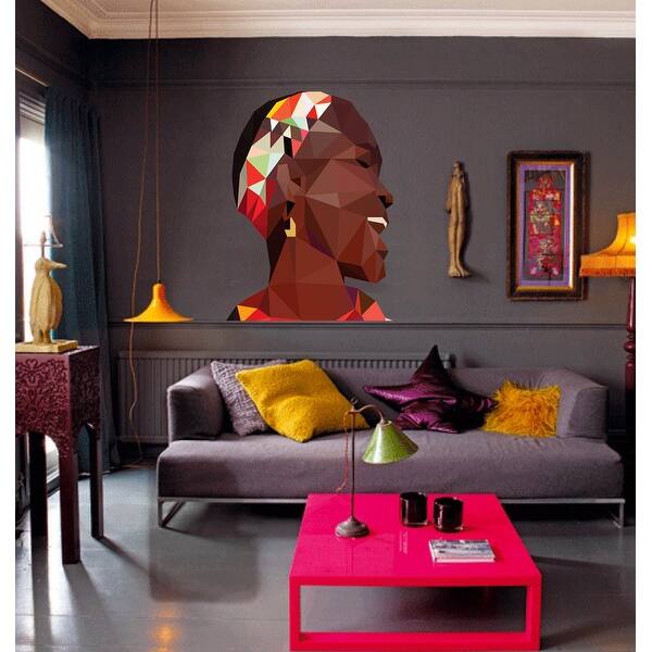 Afro Girl Polygonal Wall Decal Beauty Salon Polygon Modern Wall Art Spa Decor Overstock 31812564
