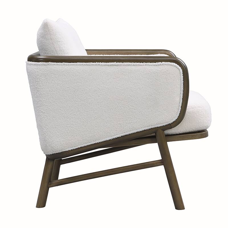 Sherpa Fabric Wooden Accent Chair