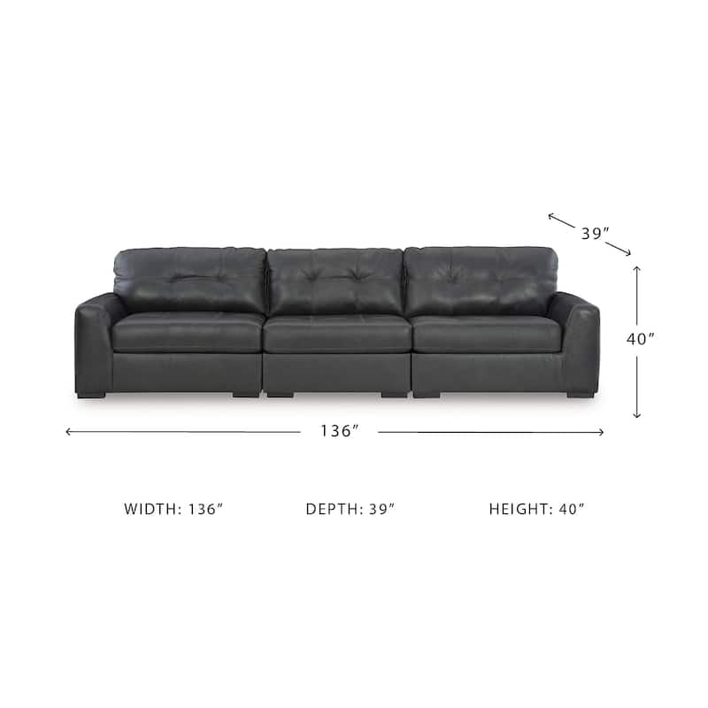Signature Design by Ashley Brindley Pier Black 3-Piece Sectional Sofa - 136"W x 39"D x 40"H