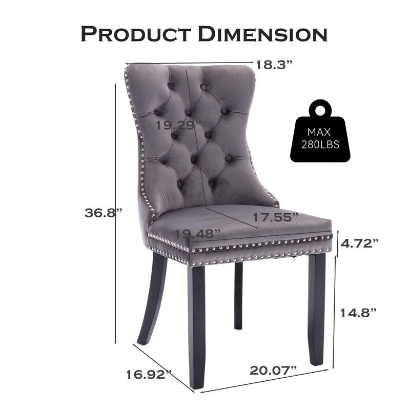 Tufted Naliheads Solid Wood Upholstered Dining Chairs Set of 6
