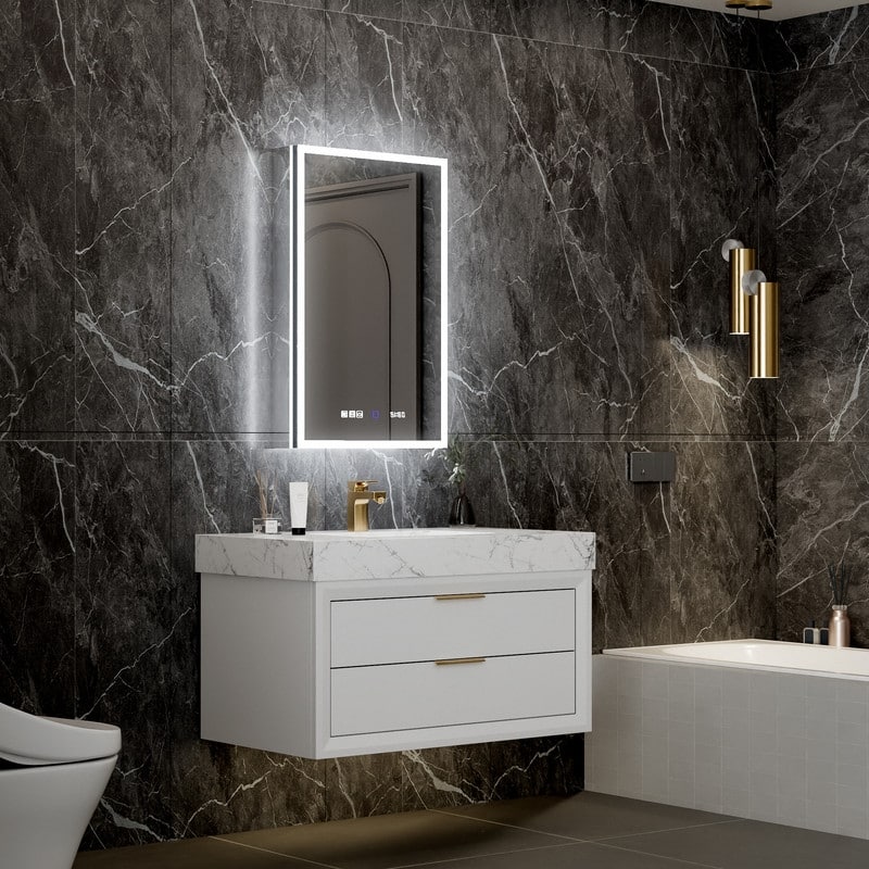 MEDUNJESS 20'' x 32'' Frameless Bathroom Cabinet with Defogging