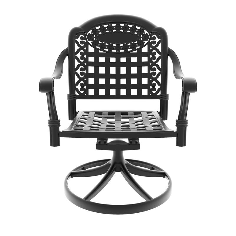 5-Piece Patio Dining Set, All-Weather Outdoor Furniture Set with Rectangular Table, 4 Swivel Rocker Chairs with Cushions