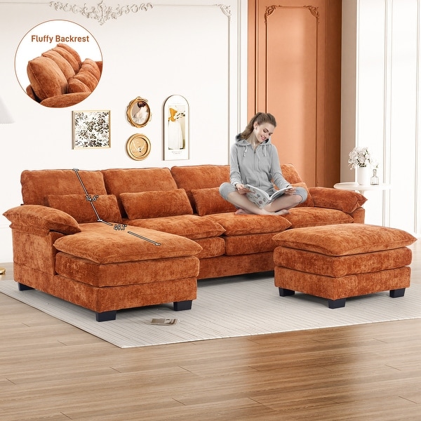 Fabric u shaped sofa discount