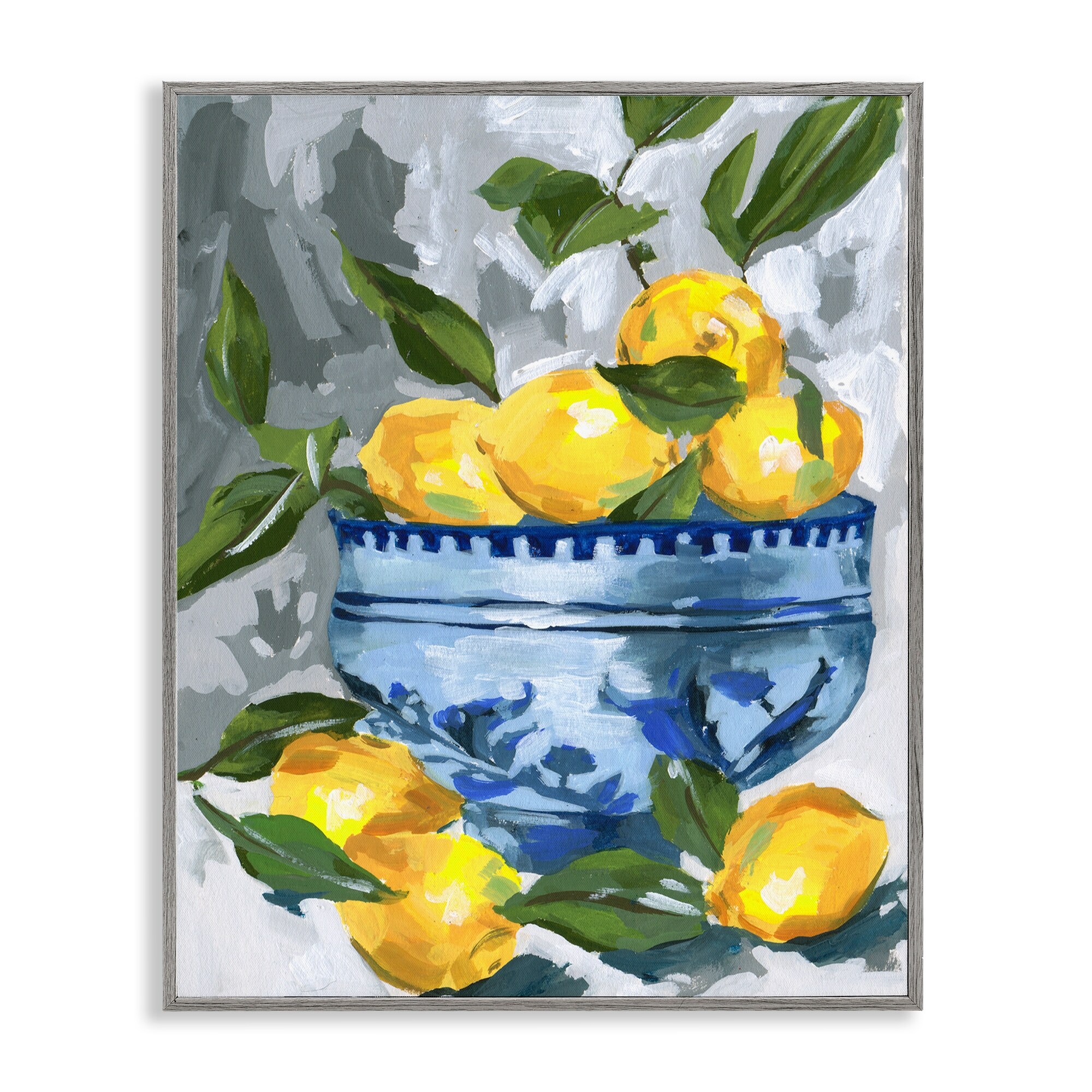 Stupell Indigo & Lemon Bowl Framed Giclee Art Design By Melissa Wang