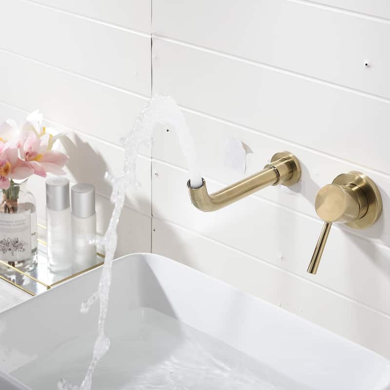 BATHLET Wall Mount Single Handle Lever Bathroom Sink Faucet