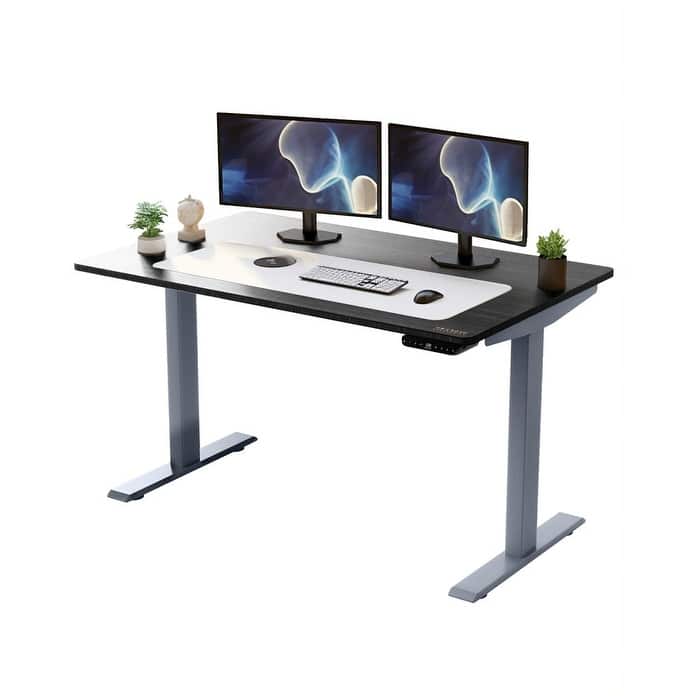 Rise Up Electric Standing Desk Dual Motor 60x30 solid bamboo desktop - Top: 60x30" / Frame Height: 23.6-49.2" - Grey