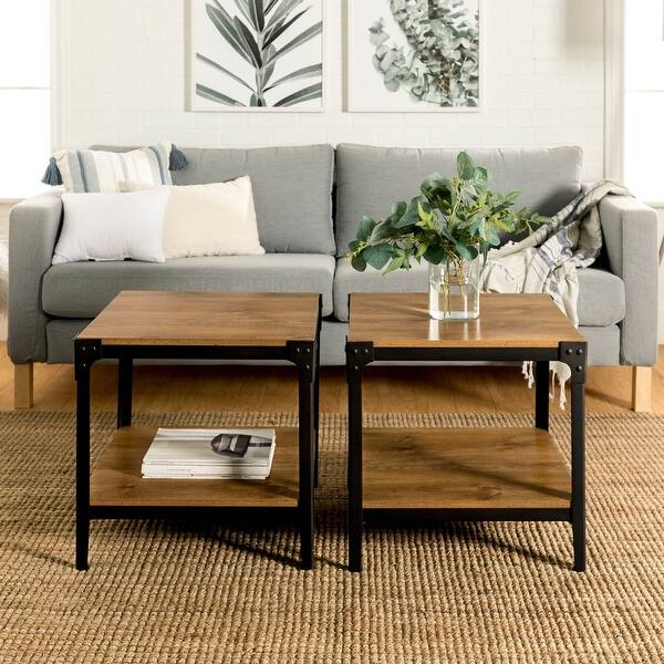 Carbon Loft Witten Angle Iron Side Tables Set Of 2 Barnwood On Sale Overstock 20616468