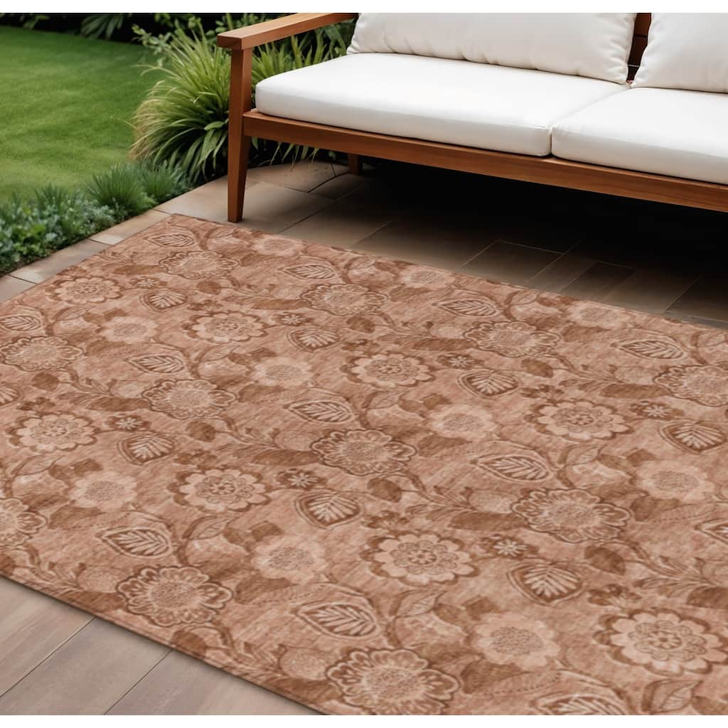 HomeRoots Floral Transitional Rectangle Outdoor Rug