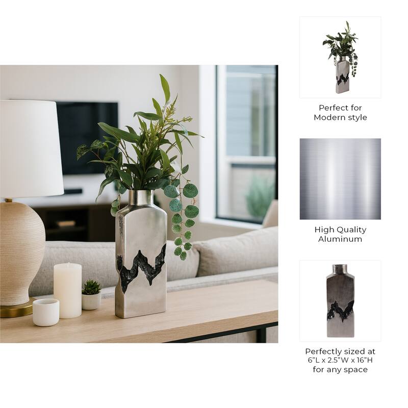 Artistic Table Vase with Fractured Finish for Home Decor
