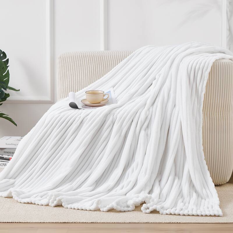 Textured Stripe Cozy Throw Blanket, Ultra-Soft, All-Season Comfort for Every Adventure