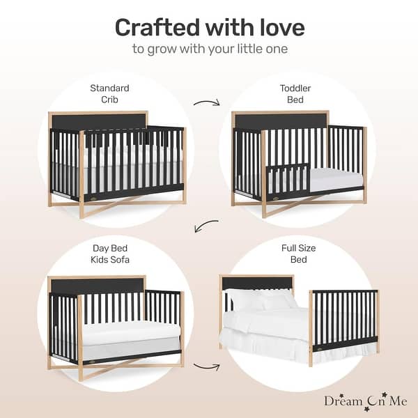 Dream On Me Owen 5-in-1 Convertible Crib, Matte Black - Matte Black