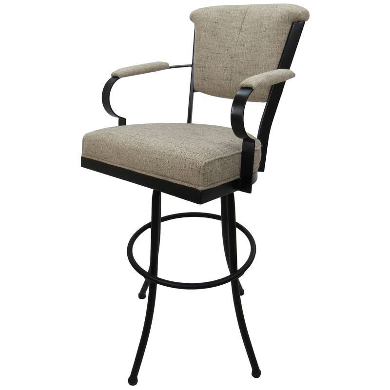 Miami Extra Tall 34" Spectator Metal Bar Stool on Noam Base - 34" Seat Height - Hemsath Driftwood - Black