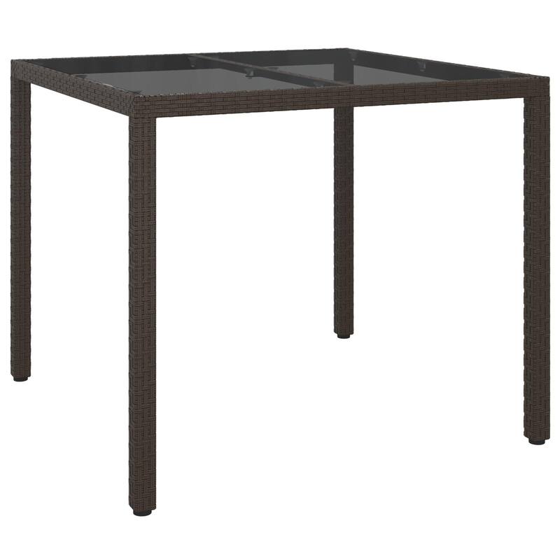 vidaXL Patio Table Tempered Glass and Poly Rattan Table 35.4"/59" Multi Colors