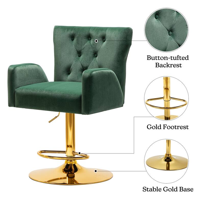 Loreto Modern Tufted Velvet Swivel chair with Adjustable Height by HULALA HOME