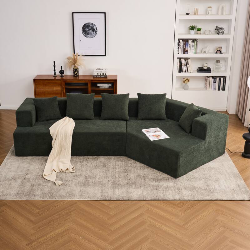 Memory Foam Couch, No Installation & Easy to Transport, Deep Seat Modern Sofa with Chenille Fabric