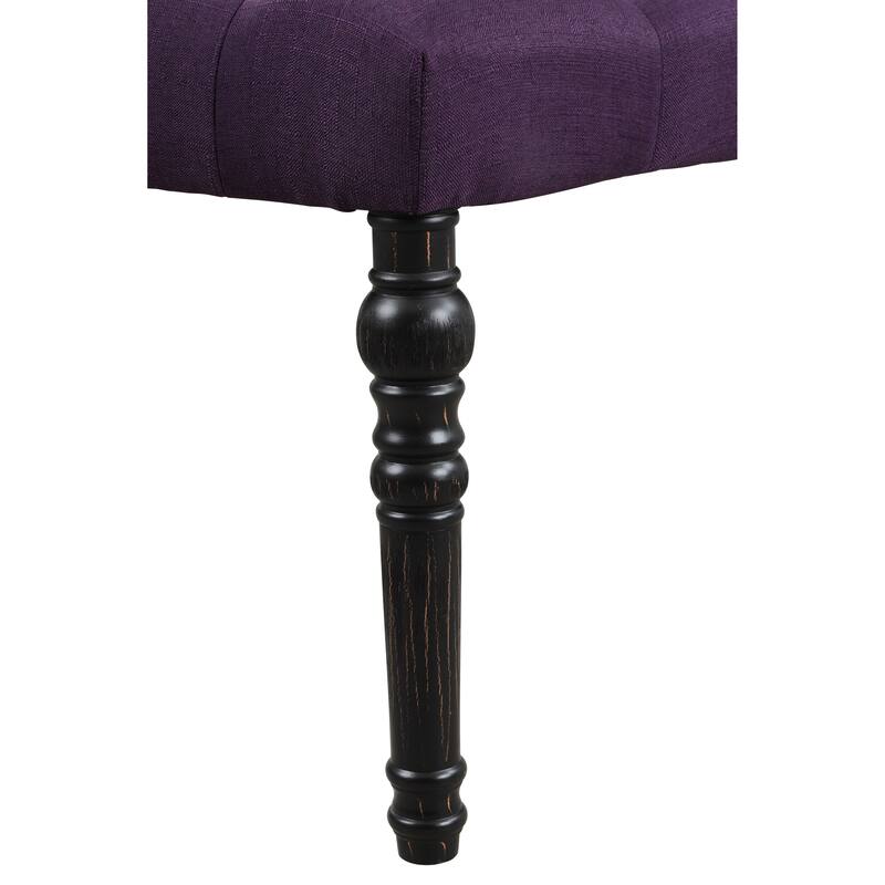 Button Tufted Upholstered Bench, Upholstered Dining Chairs, Dining Table and Chairs Set with Rectangular Table, Purple