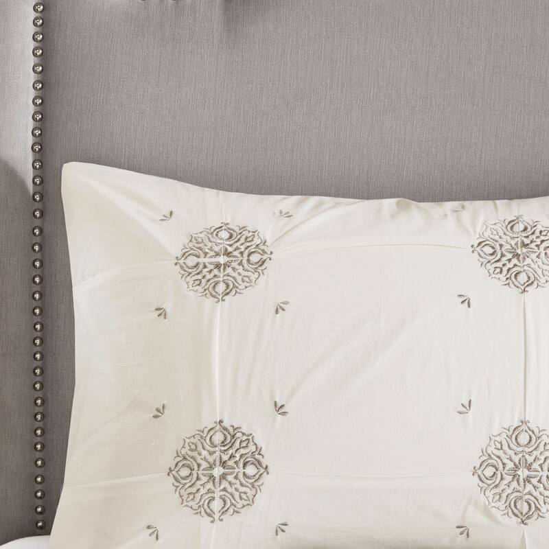 GDF Studio - Malia 6-Piece Embroidered Cotton Reversible Comforter Set