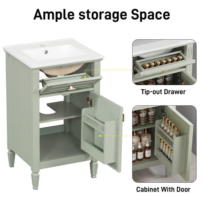 20"Freestanding Bathroom Vanity with Ceramic Sink