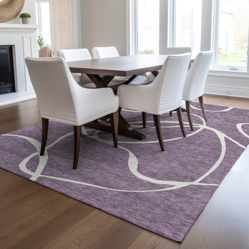 Machine Washable Indoor/ Outdoor Abstract Modern Chantille Rug