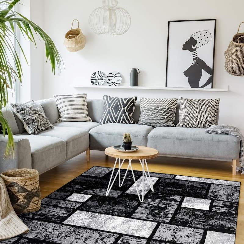 Luxe Weavers Geometric Squares Modern Area Rug - 8' x 10'